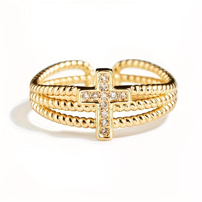 Anillo ajustable de 3 capas entrelazadas