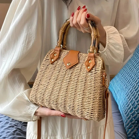 Ruth - Bolsa tote de paja tejida de estilo francés