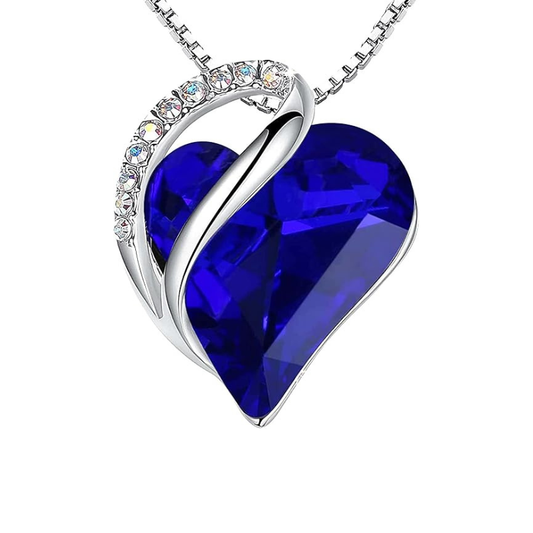 Collar corazón infinito de zafiro | Oro blanco