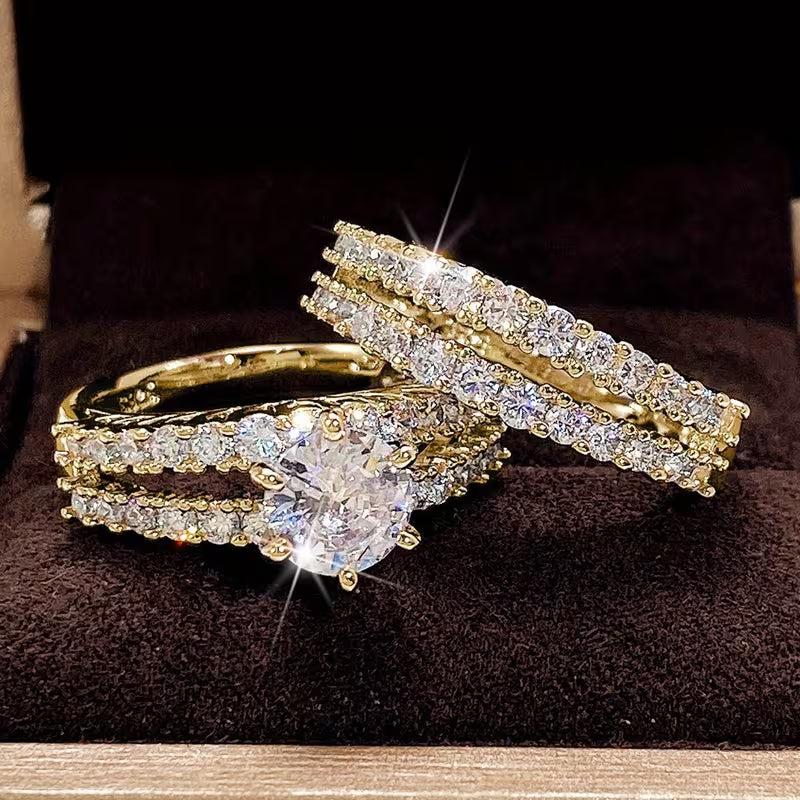 Set 2 Anillos de Boda con Circonita