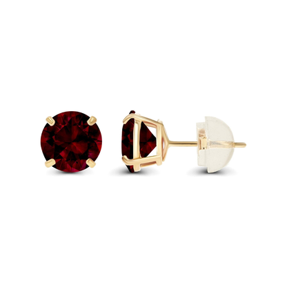 Pendientes stud redondos de rubí | Oro