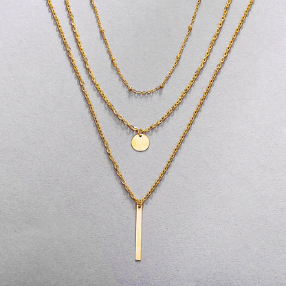 Collar vintage de cadenas superpuestas con colgante geométrico