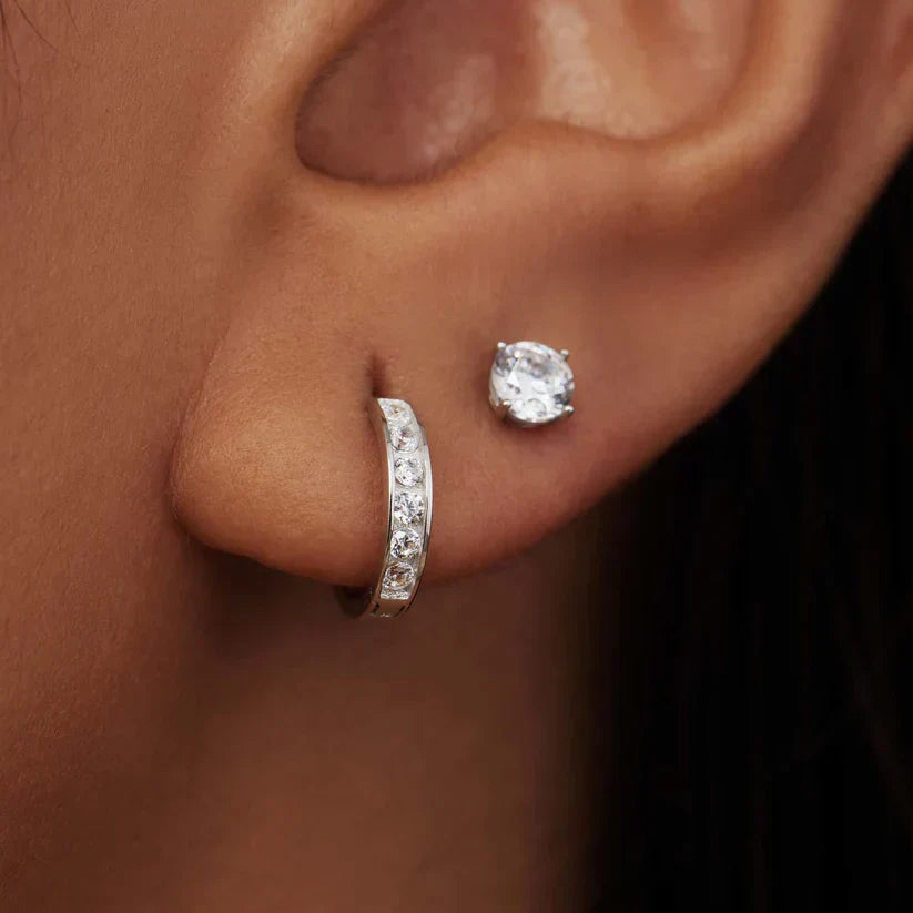 Set de pendientes de piedra Dara Brillane | Oro blanco