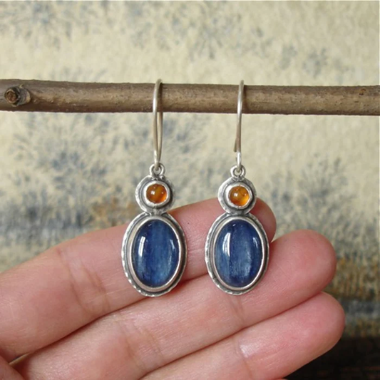 Pendientes vintage de cristal azul