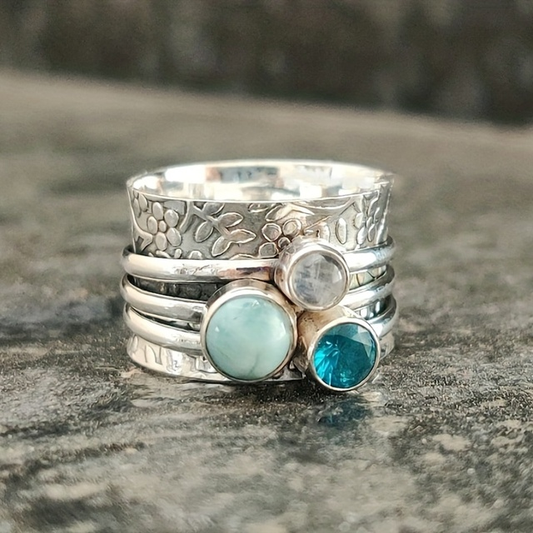 Anillo vintage de piedra azul natural