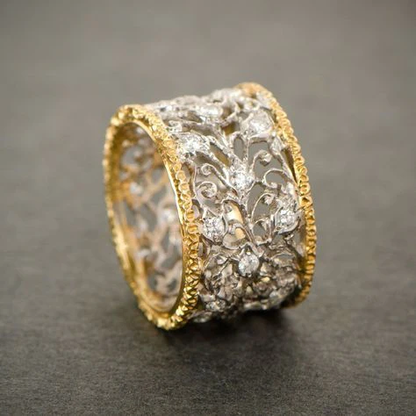 Claudia - Anillo vintage de circonita con forma de hiedra