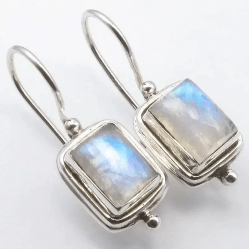 Beatriz - Pendientes vintage de piedra cuadrada con piedra lunar