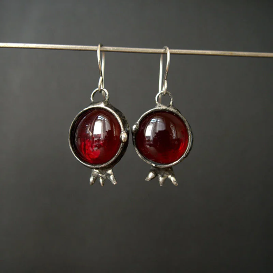 Pendientes Vintage con Cristal Rojo Incrustado