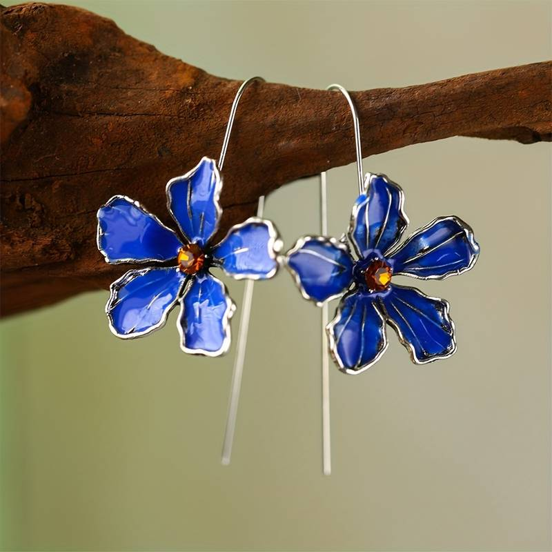 Pendientes vintage de flores azules
