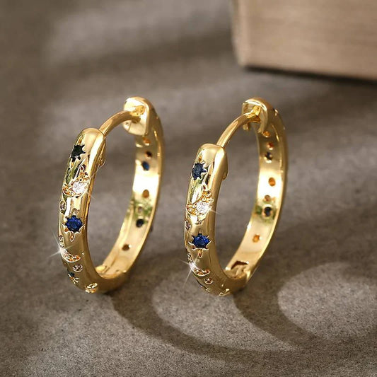 Aretes Aro Dorado Brillante Vintage