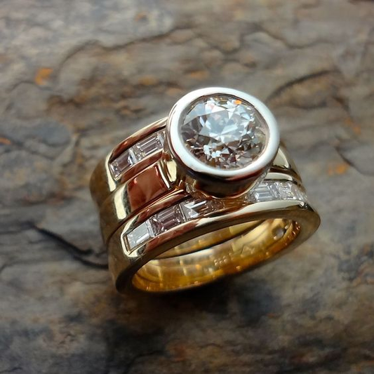 Anillo vintage de vidrio en capas