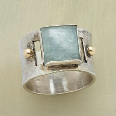 Anillo de Piedra Lunar Cuadrada Verde Vintage