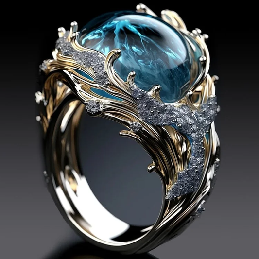 Anillo Vintage de Cristal del Océano