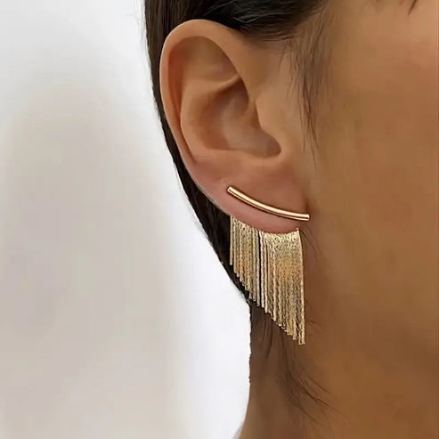 Pendientes vintage con cortina dorada