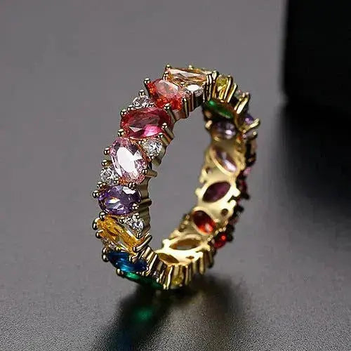 Anillo vintage de circonita multicolor