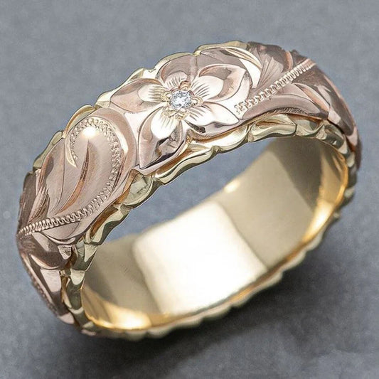 Anillo vintage de flor de rosa en oro
