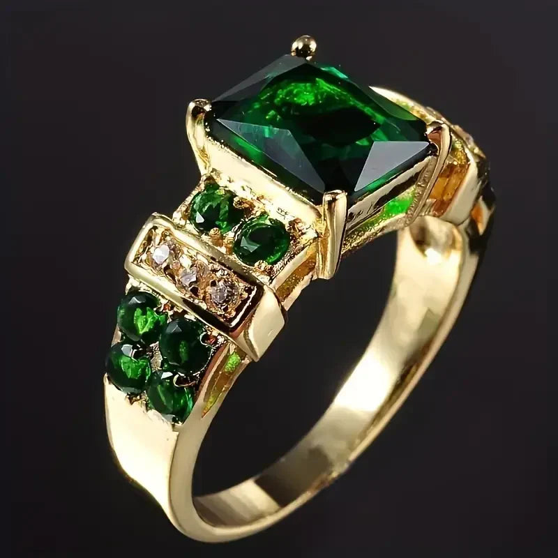 Anillo exquisito de esmeralda | Oro