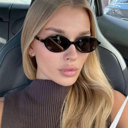 Alma - Gafas de sol ovaladas con montura pequeña y lentes transparentes para mujer