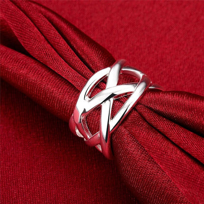 Anillo de diseño trenzado de plata 925