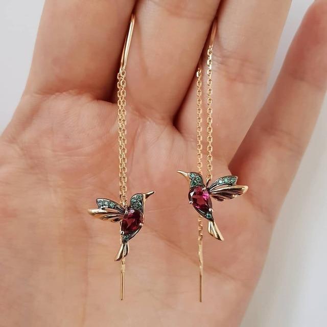 Pendientes Colibrí en Esmalte y Circonitas