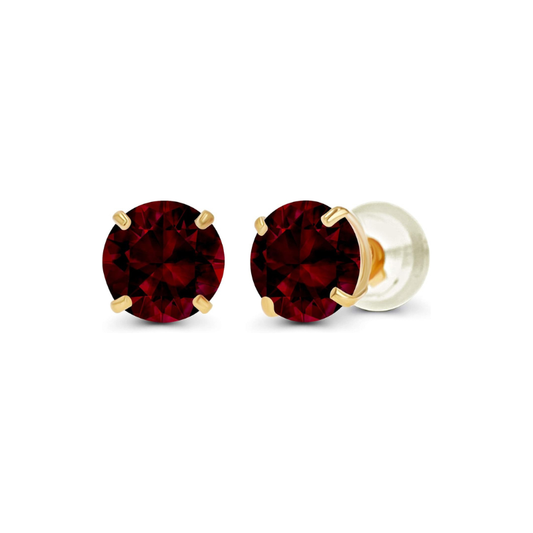 Pendientes stud redondos de rubí | Oro