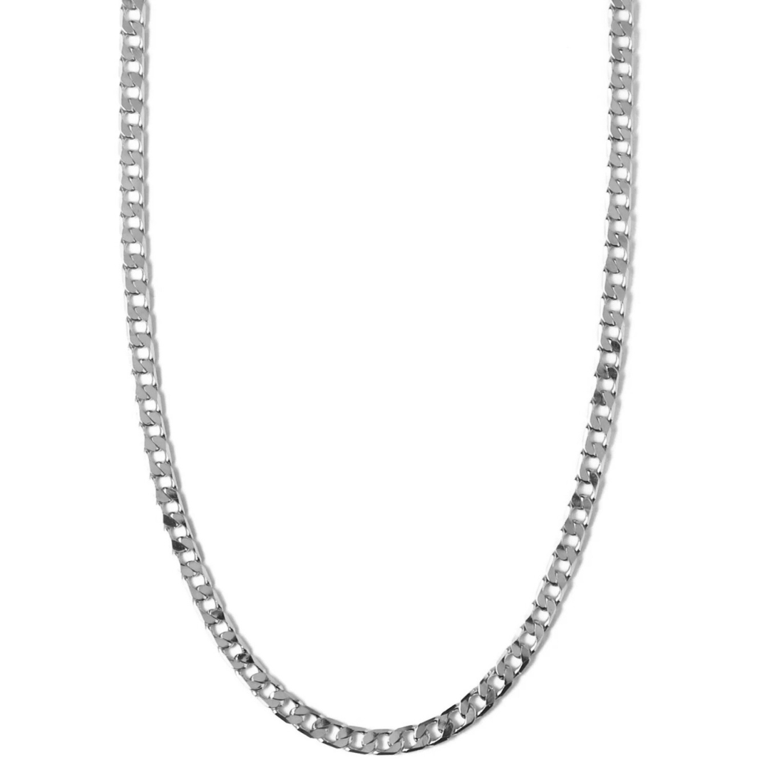 Collar de cadena plana Curb | Oro blanco