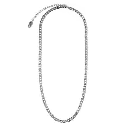 Collar de cadena plana Curb | Oro blanco