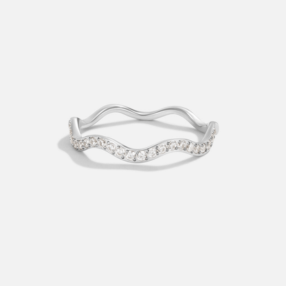 Anillo de ondas de cristal y plata Zenya